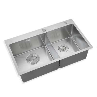 304 Stainless Steel Rectangular Undermount Double Basin Kitchen Sink