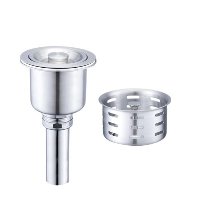 Stainless Steel Deep Waste Basket Kitchen Basin Sink Plugs and Strainers Removable Basket